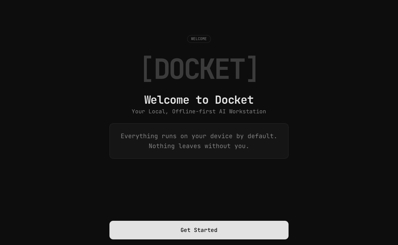 Docket Welcome Screen