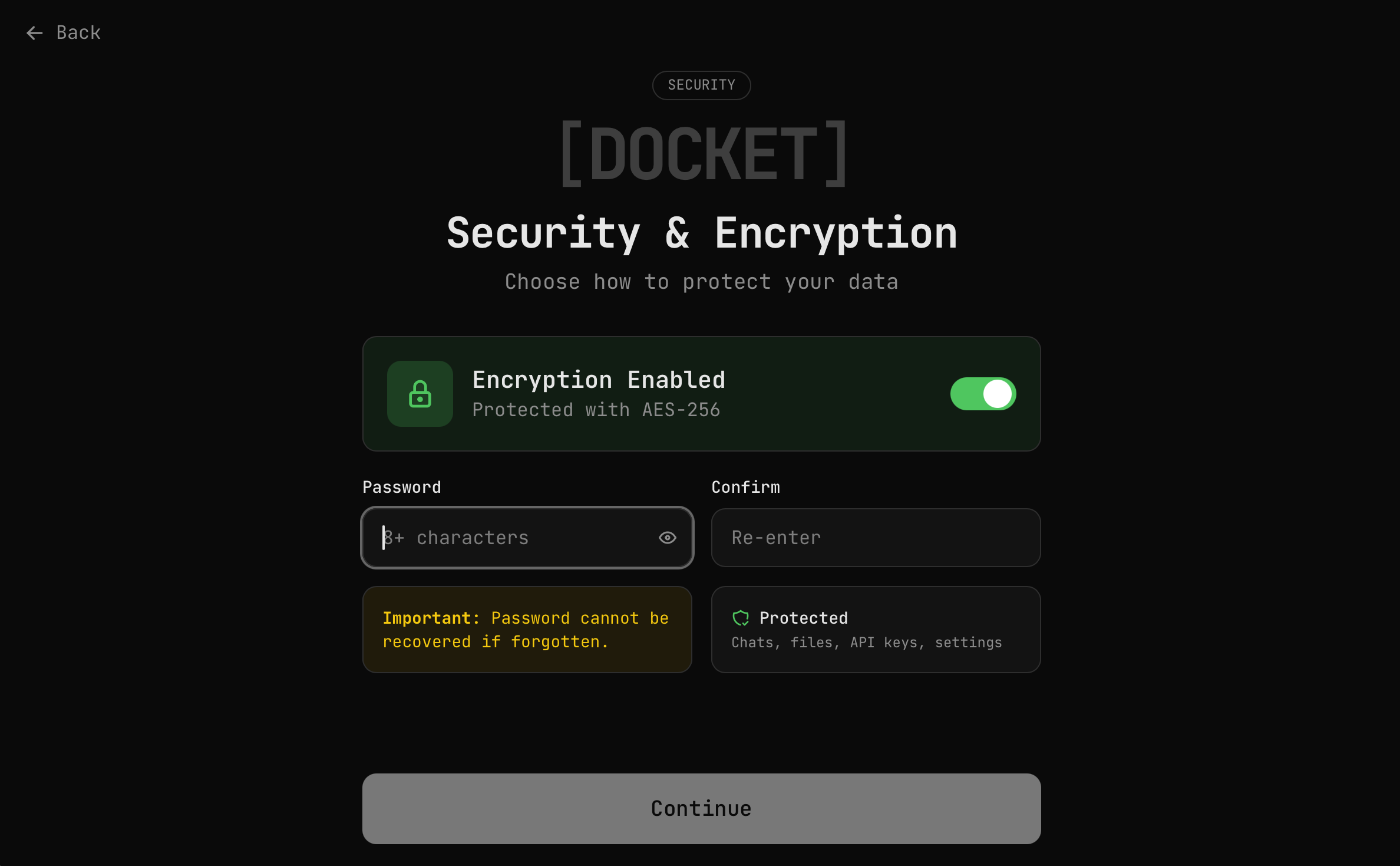 Docket Security & Encryption Setup